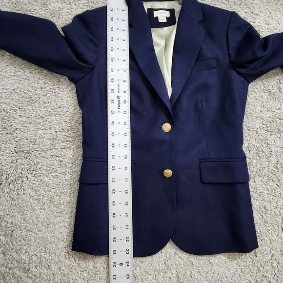 J. Crew Women's Blue Keating Blazer Wool Blend Single Vent Size 00 Style 28639 - Picture 10 of 14